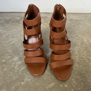 BCBGeneration Maya Sandal Cage Wedge Cognac 8.5